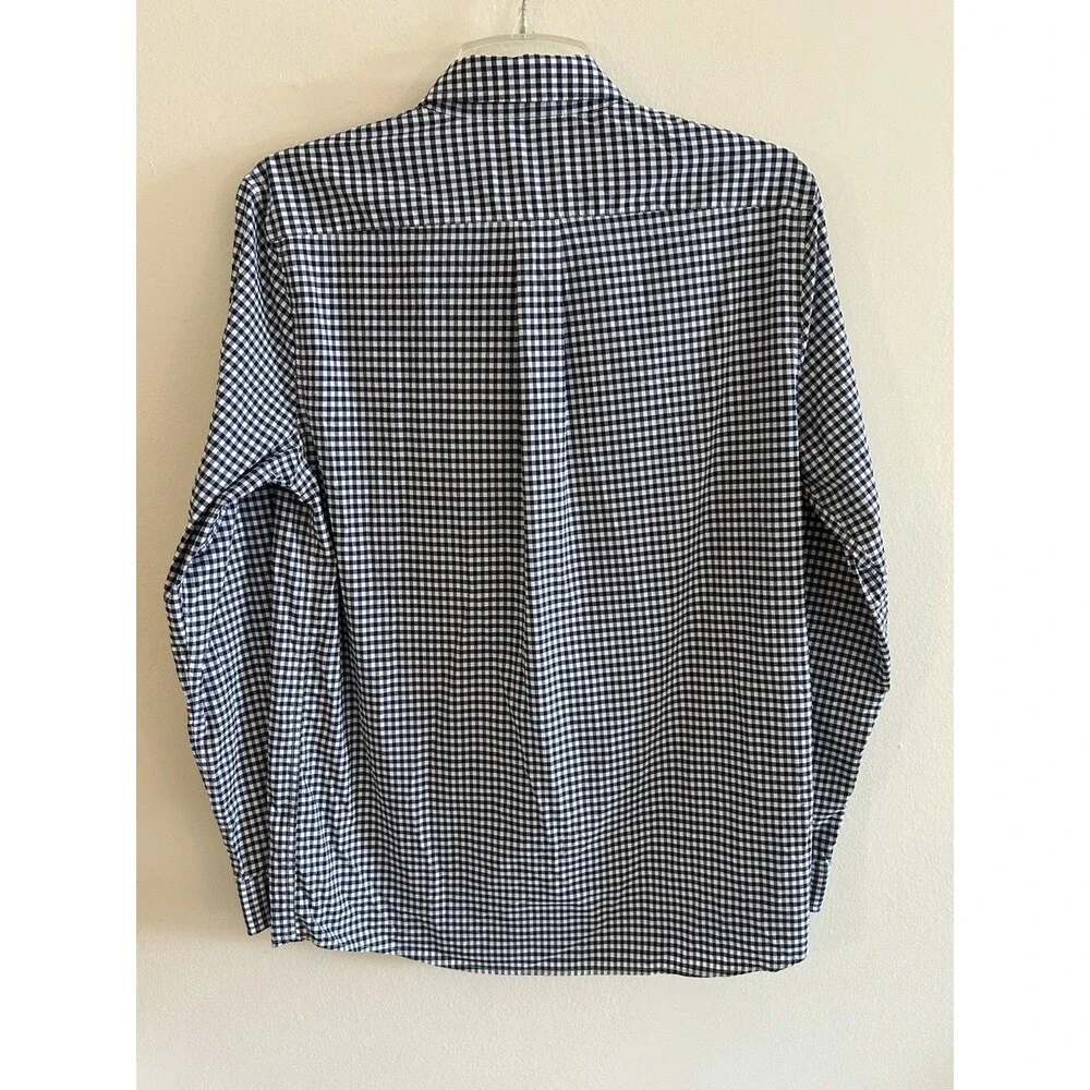Vineyard Vines Button Up Youth Boys Size XL (18) Navy Gingham Plaid Whale Shirt